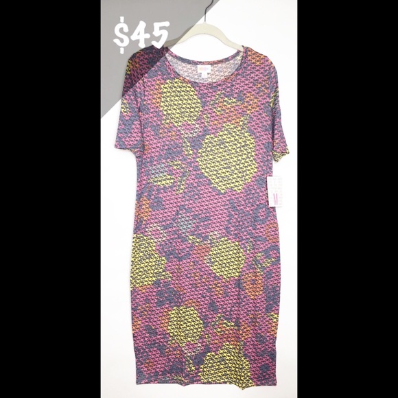 NWT LuLaRoe Medium Julia Dress Floral - Picture 2 of 3